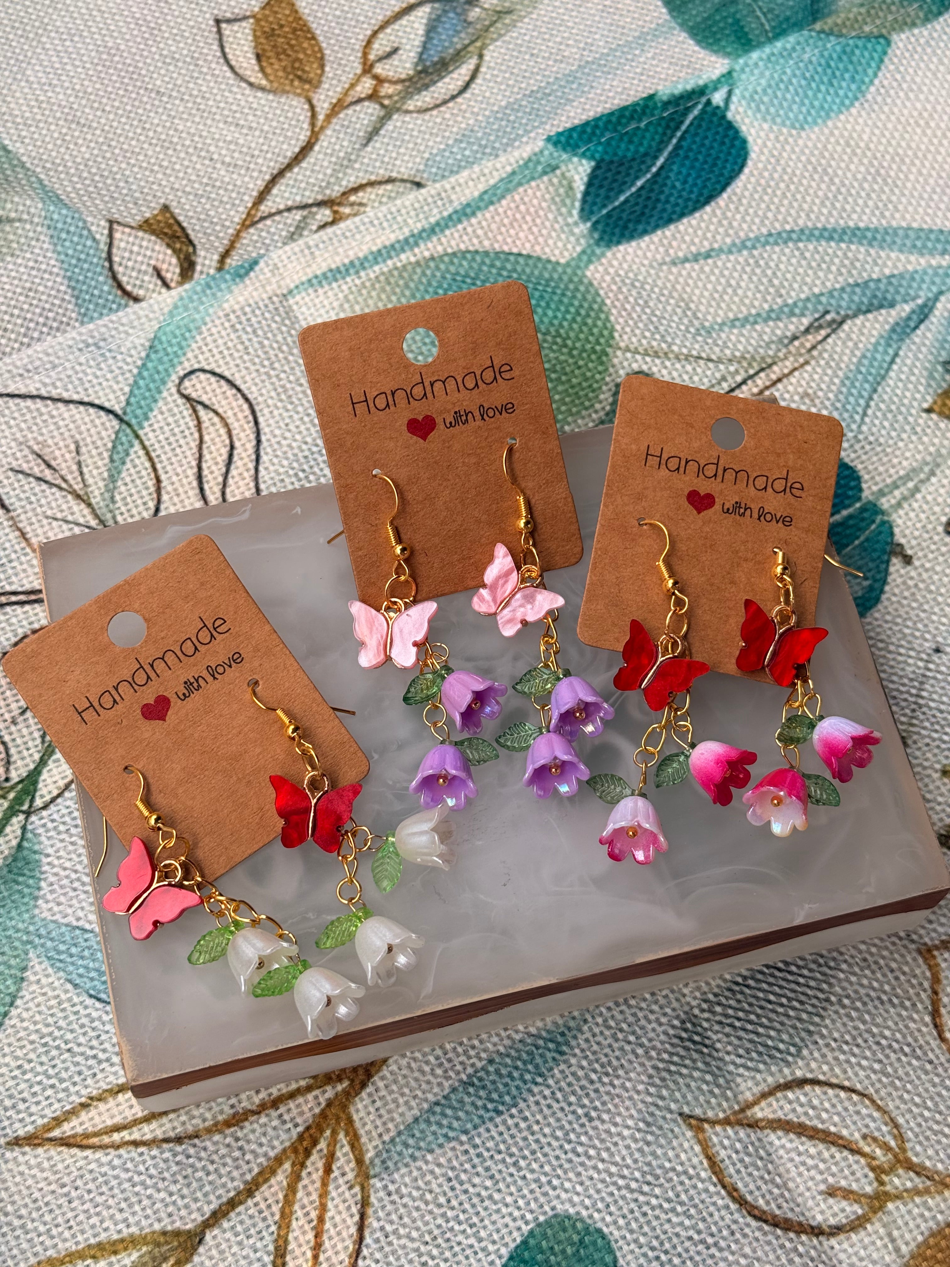 "Spring and Summer" Collection - Butterfly and Flower Dangles