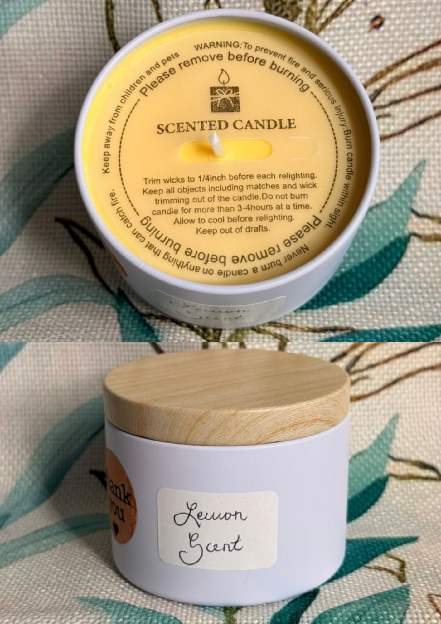 Lemon and Rose Scented candles