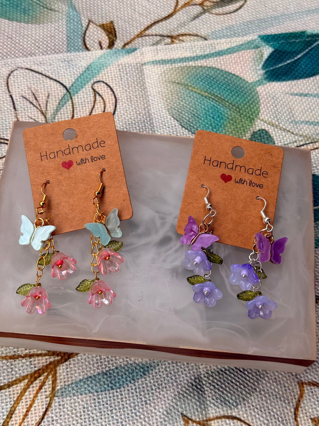 "Spring and Summer" Collection - Butterfly and Flower Dangles