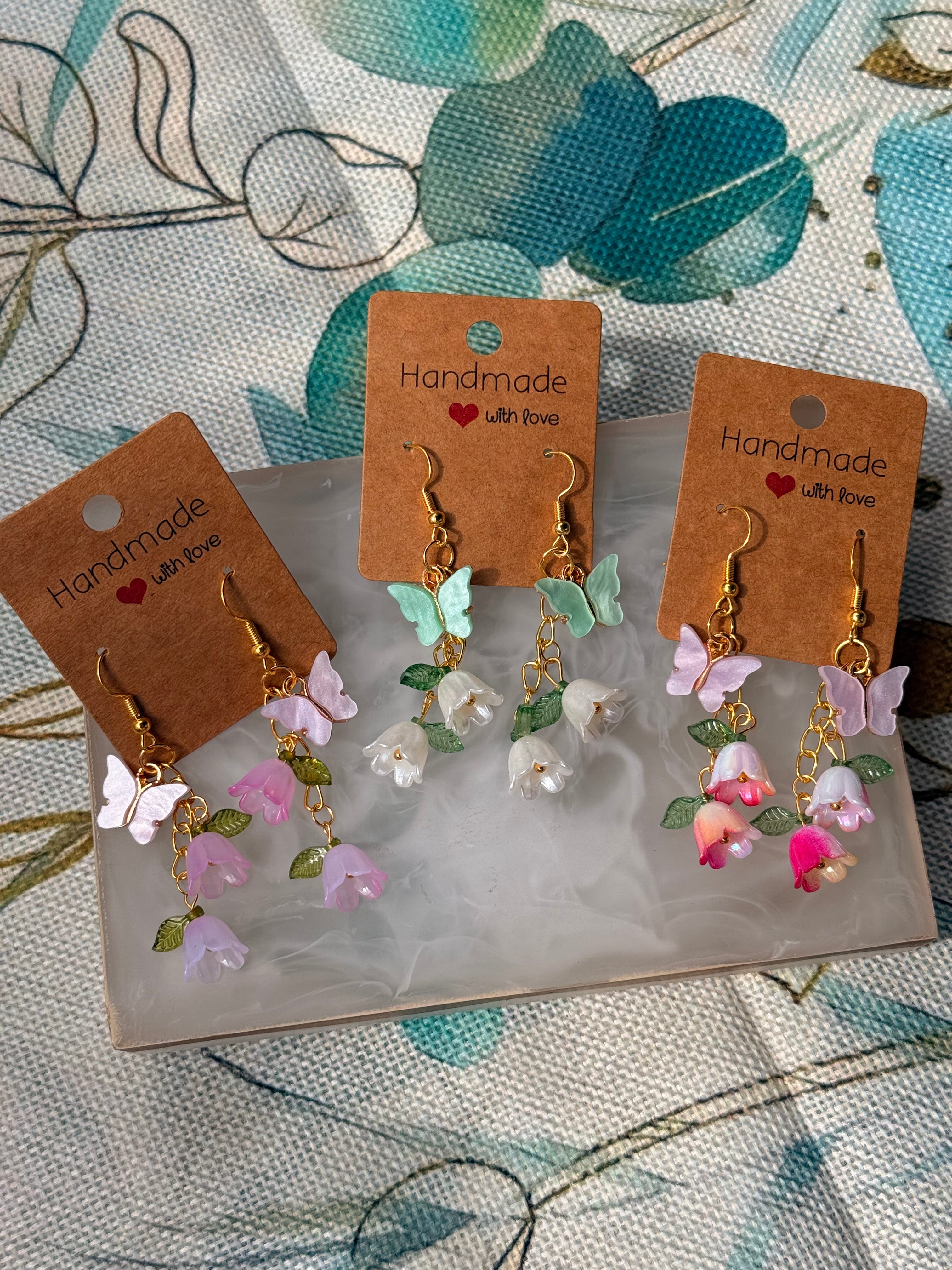 "Spring and Summer" Collection - Butterfly and Flower Dangles