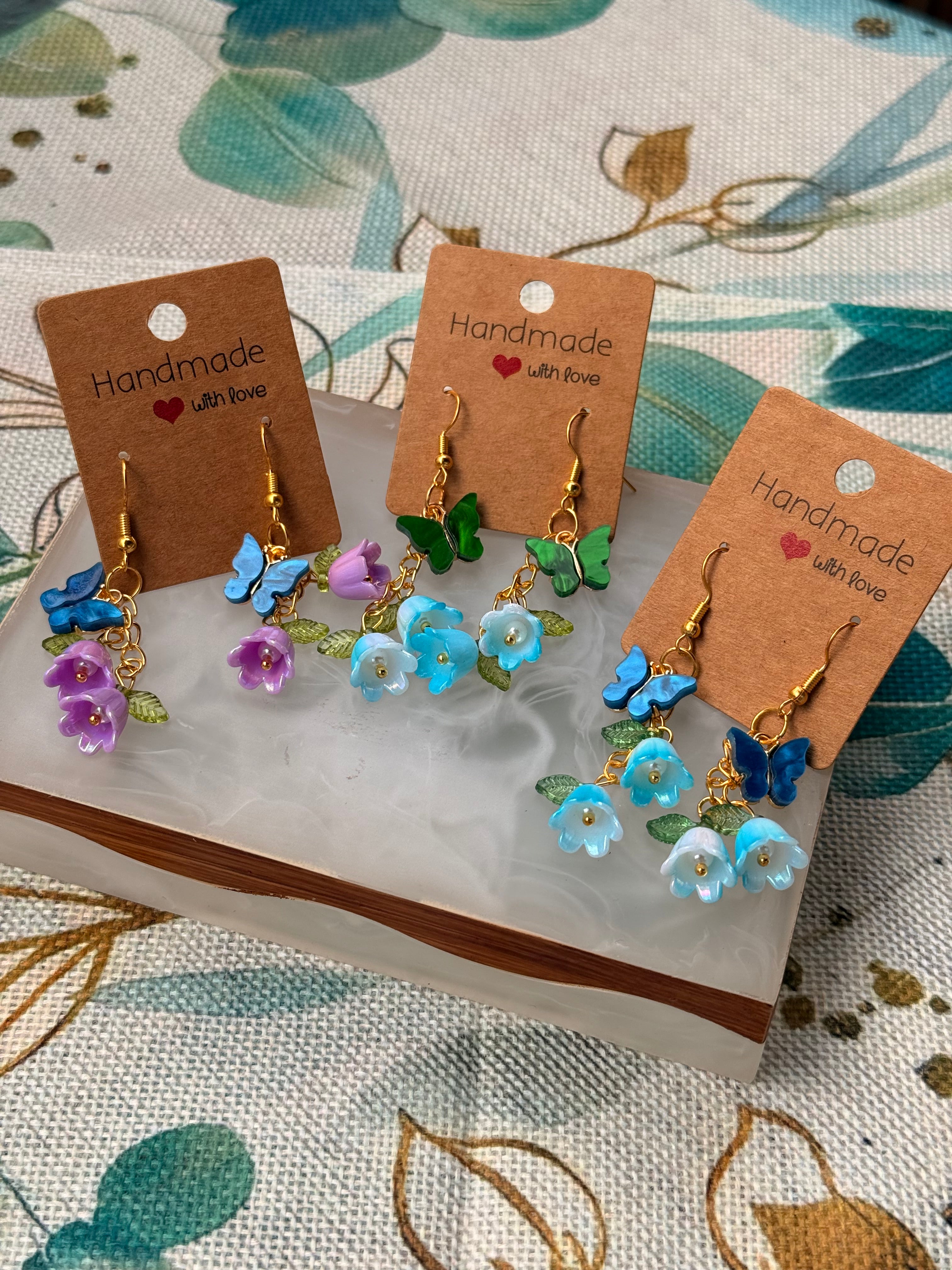 "Spring and Summer" Collection - Butterfly and Flower Dangles