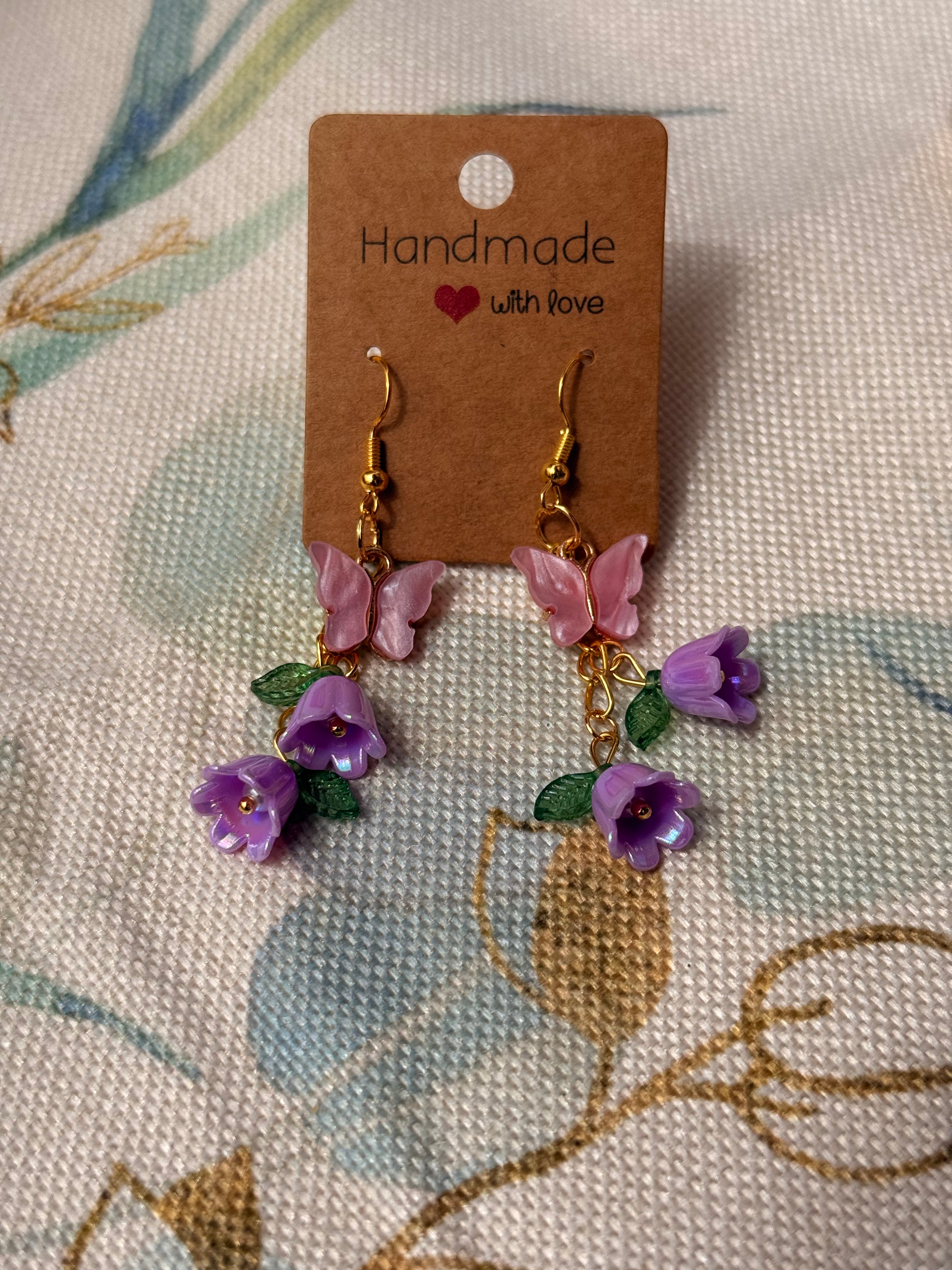 "Spring and Summer" Collection - Butterfly and Flower Dangles