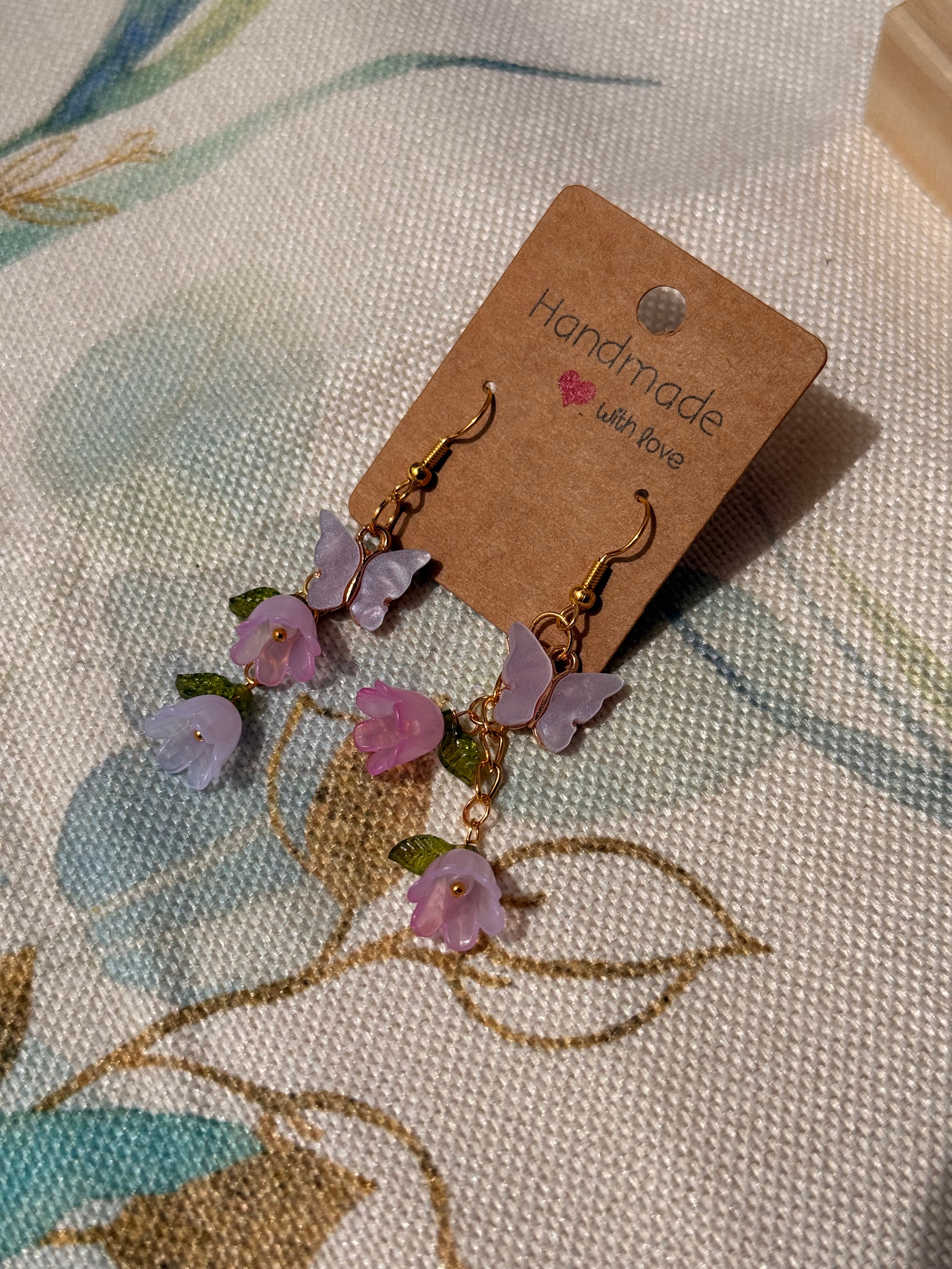 "Spring and Summer" Collection - Butterfly and Flower Dangles