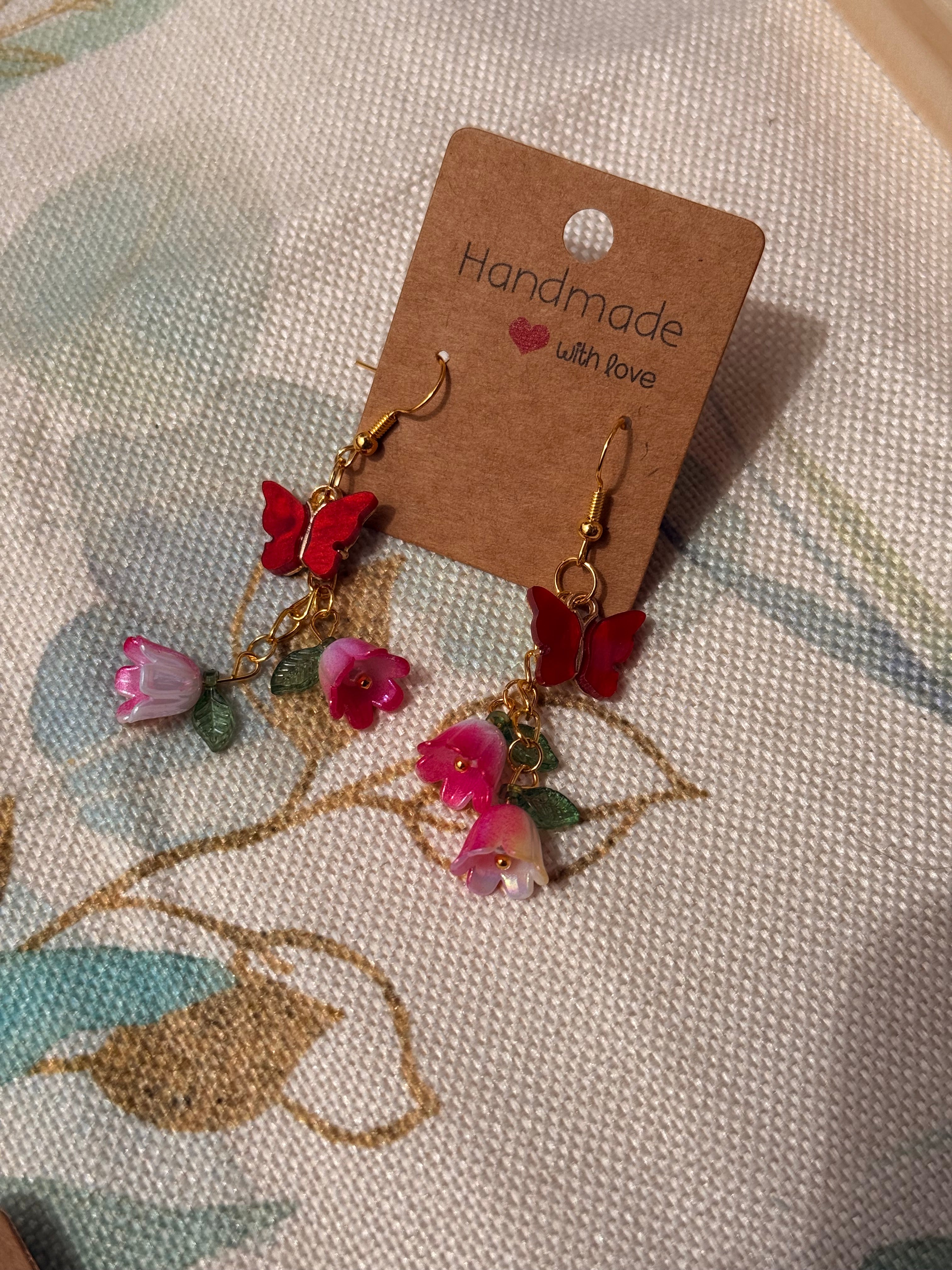 "Spring and Summer" Collection - Butterfly and Flower Dangles