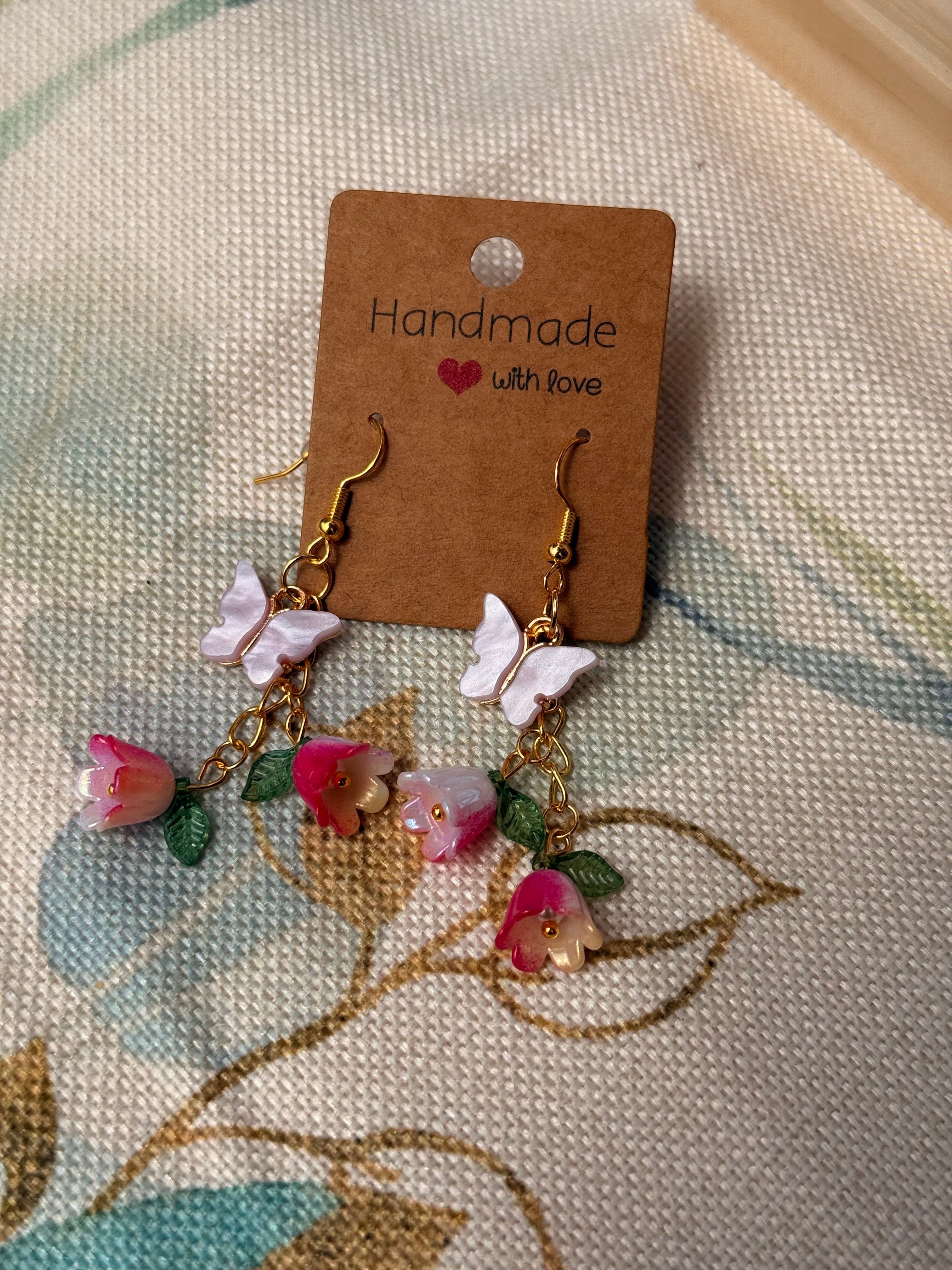 "Spring and Summer" Collection - Butterfly and Flower Dangles